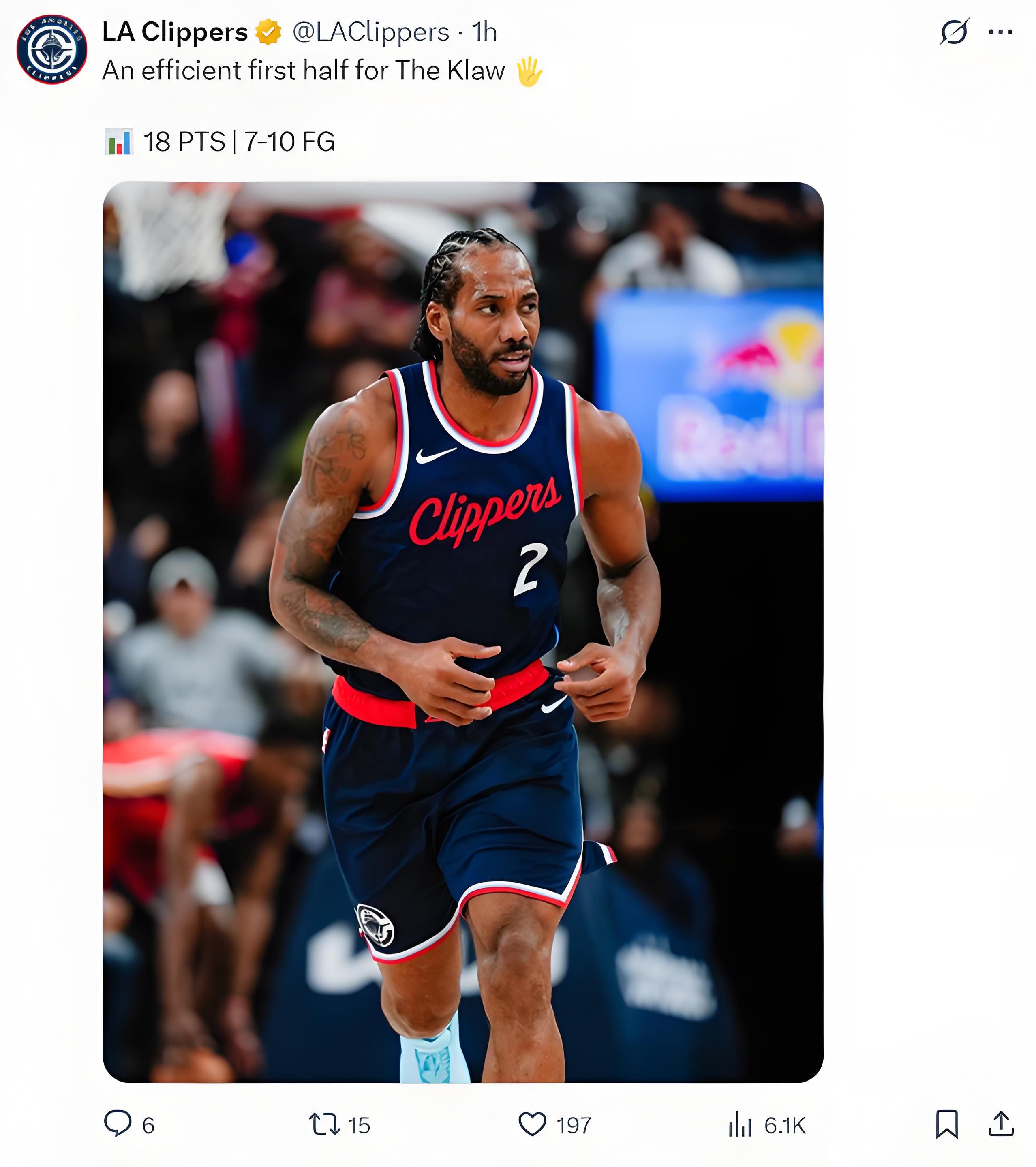 关于快船大胜骑士，伦纳德砍下30+得分的信息